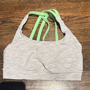 Lululemon Athletica Gray and Green Striped Sports Bra